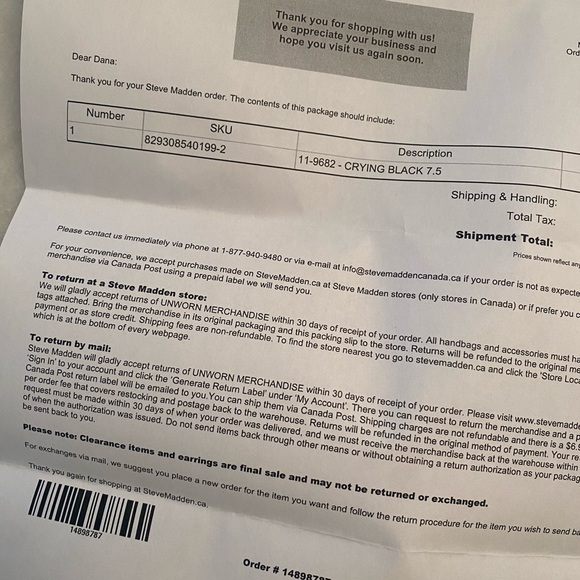 Brand New Steve Madden- Crying Black, size 7.5 - Picture 5 of 5